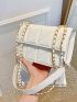 Quilted Square Bag Beige Fashionable Flap Chain Strap