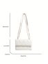 Quilted Square Bag Beige Fashionable Flap Chain Strap