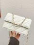 Quilted Square Bag Beige Fashionable Flap Chain Strap