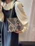 Geometric Pattern Square Bag Colorblock Chain Strap Fashionable