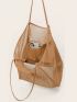 Khaki Mesh Beach Bag Double Handle For Vacation