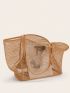 Khaki Mesh Beach Bag Double Handle For Vacation