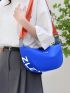 Letter Print Hobo Bag Blue Fashionable Adjustable Strap For Daily