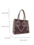 Geometric Pattern Shoulder Tote Bag Colorblock Double Handle Fashionable