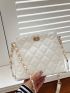 Mini Quilted Square Bag White Elegant Chain Strap