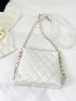 Mini Quilted Square Bag White Elegant Chain Strap