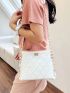 Mini Quilted Square Bag White Elegant Chain Strap