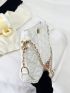 Mini Quilted Square Bag White Elegant Chain Strap