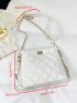 Mini Quilted Square Bag White Elegant Chain Strap