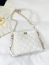 Mini Quilted Square Bag White Elegant Chain Strap