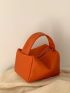 Mini Litchi Embossed Square Bag Orange Fashionable Satchel Bag