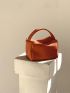 Mini Litchi Embossed Square Bag Orange Fashionable Satchel Bag