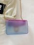 Mini Ombre Square Bag Metal Decor Flap Chain Strap