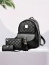 3pcs Backpack Set Quilted Classic Backpack Square Bag Wallet