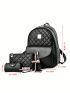 3pcs Backpack Set Quilted Classic Backpack Square Bag Wallet