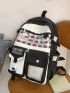 Colorblock Classic Backpack Pocket Front Adjustable Strap For Daily