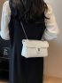 Stitch Detail Square Bag White Flap Chain Strap For Daily