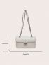 Stitch Detail Square Bag White Flap Chain Strap For Daily