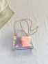 Mini Holographic Square Bag PVC Flap Chain Strap