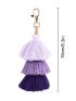 Gradient Colors Layered Tassel Keychain Bag Charm Simple Lobster Claw Key Ring