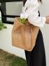 Minimalist Straw Bag Solid Color Vacation Style