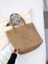 Minimalist Straw Bag Solid Color Vacation Style