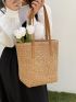 Minimalist Straw Bag Solid Color Vacation Style