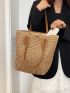 Minimalist Straw Bag Solid Color Vacation Style