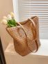 Minimalist Straw Bag Solid Color Vacation Style