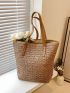 Minimalist Straw Bag Solid Color Vacation Style