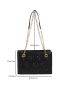 Heart Embossed Chain Square Bag Solid Color