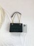 Heart Embossed Chain Square Bag Solid Color