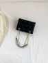 Heart Embossed Chain Square Bag Solid Color