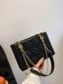 Heart Embossed Chain Square Bag Solid Color