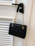 Heart Embossed Chain Square Bag Solid Color