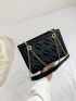 Heart Embossed Chain Square Bag Solid Color