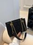 Heart Embossed Chain Square Bag Solid Color