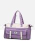 Letter Patch Decor Waterproof Duffel Bag Double Handle