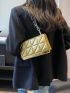 Metallic Quilted Chain Flap Square Bag Funky Style