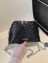 Small Dome Bag Solid Color Chevron Pattern Chain Strap