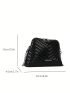 Small Dome Bag Solid Color Chevron Pattern Chain Strap