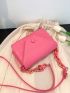 Mini Neon Pink Square Bag Geometric Embossed Chain Decor Flap