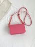 Mini Neon Pink Square Bag Geometric Embossed Chain Decor Flap