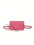 Mini Neon Pink Square Bag Geometric Embossed Chain Decor Flap