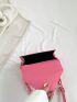 Mini Neon Pink Square Bag Geometric Embossed Chain Decor Flap