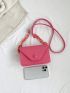 Mini Neon Pink Square Bag Geometric Embossed Chain Decor Flap