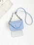 Mini Square Bag Geometric Embossed Flap