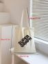 Letter Graphic Shopper Bag Double Handle Canvas