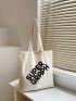 Letter Graphic Shopper Bag Double Handle Canvas