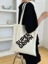 Letter Graphic Shopper Bag Double Handle Canvas